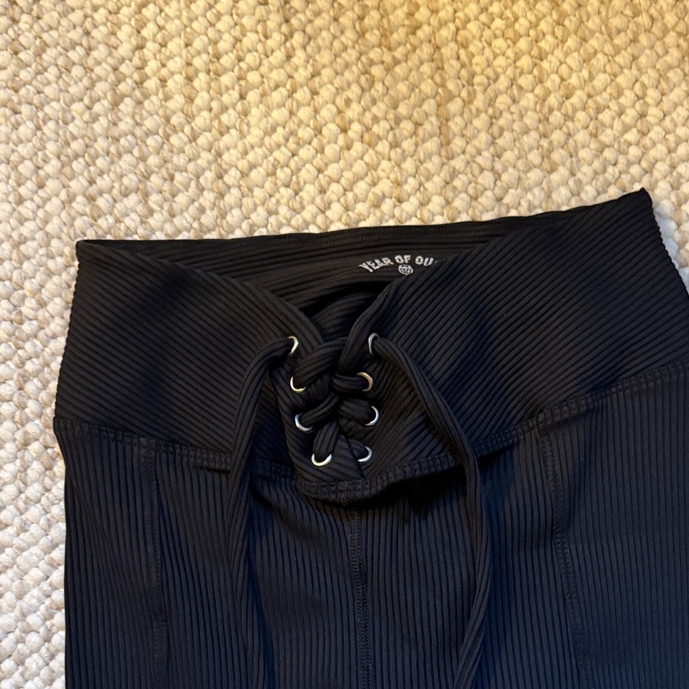 Year of Ours Black Ribbed Football Leggings - Picture 2 of 9
